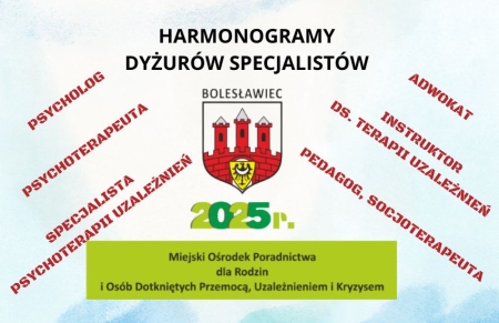 Harmonogramy dyżurów specjalistów w 2025 roku